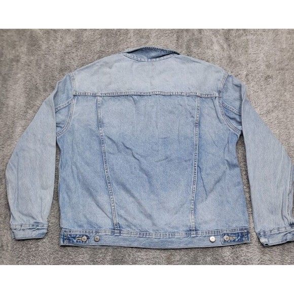 Old Navy Jean Jacket Size Large Boyfriend Distressed Ripped Light Blue Denim - Picture 9 of 13